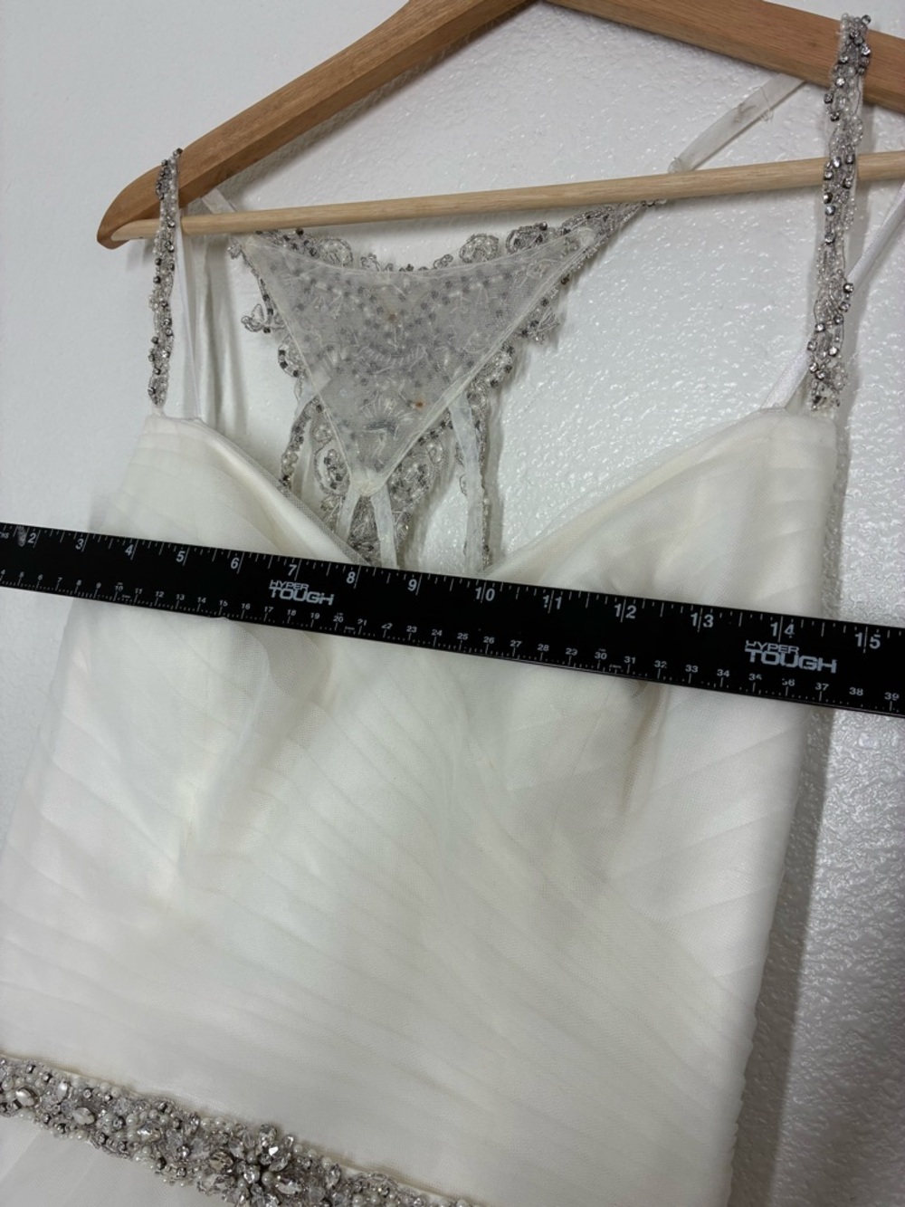 MORI LEE Weadding Dress 2873 Off-White USA 8 Crystal Beaded Tulle Ball Veil - Picture 11 of 17